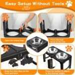 COMESOON Elevated Dog Bowls, 5 Adjustable Heights (3.9"-13.4") Raised Dogs Food Bowl Stand for Medium Large Sized Dogs, Non-Slip Foldable Travel Pet Feeder Grey with Stainless Steel Bowls - Image 8