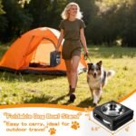 COMESOON Elevated Dog Bowls, 5 Adjustable Heights (3.9"-13.4") Raised Dogs Food Bowl Stand for Medium Large Sized Dogs, Non-Slip Foldable Travel Pet Feeder Grey with Stainless Steel Bowls - Image 9