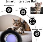 ORSDA Cat Toys Ball, Automatic Fast Rolling Ball in Pouch with Fixed Coil, Motion Chirping Activated Moving Ball, 7 Holes Mat Mouse Catching Game - Image 5