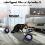 ORSDA Cat Toys Ball, Automatic Fast Rolling Ball in Pouch with Fixed Coil, Motion Chirping Activated Moving Ball, 7 Holes Mat Mouse Catching Game - Image 7