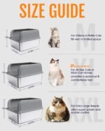 Stainless Steel Cat Litter Box for Kittens, Metal Kitty Litter Box with Scoop, Anti-Leakage Top Entry, Non-Sticky, Easy to Clean, Grey, M (1 Pack) - Image 3