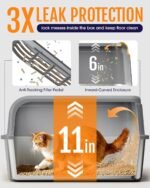 Stainless Steel Cat Litter Box for Kittens, Metal Kitty Litter Box with Scoop, Anti-Leakage Top Entry, Non-Sticky, Easy to Clean, Grey, M (1 Pack) - Image 5