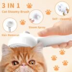 Cat Steam Brush, 3 In 1 Cat Brush for Shedding with Release Button, Pet Grooming Brush for Long-haired and Short-haired Pets Removing Loose Hair, White - Image 3