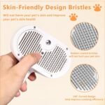 Cat Steam Brush, 3 In 1 Cat Brush for Shedding with Release Button, Pet Grooming Brush for Long-haired and Short-haired Pets Removing Loose Hair, White - Image 4
