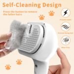 Cat Steam Brush, 3 In 1 Cat Brush for Shedding with Release Button, Pet Grooming Brush for Long-haired and Short-haired Pets Removing Loose Hair, White - Image 5