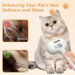 Cat Steam Brush, 3 In 1 Cat Brush for Shedding with Release Button, Pet Grooming Brush for Long-haired and Short-haired Pets Removing Loose Hair, White - Image 6