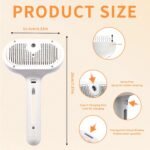 Cat Steam Brush, 3 In 1 Cat Brush for Shedding with Release Button, Pet Grooming Brush for Long-haired and Short-haired Pets Removing Loose Hair, White - Image 8
