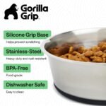 GORILLA GRIP Set of 2 Dog Bowls, Holds 4 Cups (32 fl oz), Heavy Duty Metal Food and Water Bowl for Feeding Dogs and Cats, Dishwasher Safe, Rust Resistant Stainless Steel, BPA Free Rubber Base, Black - Image 3