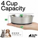 GORILLA GRIP Set of 2 Dog Bowls, Holds 4 Cups (32 fl oz), Heavy Duty Metal Food and Water Bowl for Feeding Dogs and Cats, Dishwasher Safe, Rust Resistant Stainless Steel, BPA Free Rubber Base, Black - Image 5