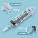 3 Pack 100ML Large Syringe and 2 Pack 20ML Plastic Syringes with Tube und Adapter, Sterile Individually Wrap Measurement and Dispensing Syringe Tools for Science Labs und Feeding Pets (3, 100ml) - Image 5