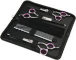 GEMEK Pet Grooming Scissors Set 4 Pieces Stainless Steel Pet Trimmer Kit Used for Dog Cat and More Pets - with 7.5-inch Cutting Scissors, Thinning Shear, Curved Scissors, Grooming Comb - Image 3