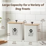 Perfnique Dog Treat Container, Dog Treat Jar Set of 2 with Airtight Lid, Dog Cookie Jar for kitchen Counter, Pet Treat Container, Dog Treat Canister and Storage, 7.8x6.2" & 7.3x5.5" (White) - Image 3