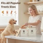 Perfnique Dog Treat Container, Dog Treat Jar Set of 2 with Airtight Lid, Dog Cookie Jar for kitchen Counter, Pet Treat Container, Dog Treat Canister and Storage, 7.8x6.2" & 7.3x5.5" (White) - Image 4