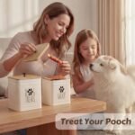 Perfnique Dog Treat Container, Dog Treat Jar Set of 2 with Airtight Lid, Dog Cookie Jar for kitchen Counter, Pet Treat Container, Dog Treat Canister and Storage, 7.8x6.2" & 7.3x5.5" (White) - Image 6