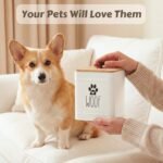 Perfnique Dog Treat Container, Dog Treat Jar Set of 2 with Airtight Lid, Dog Cookie Jar for kitchen Counter, Pet Treat Container, Dog Treat Canister and Storage, 7.8x6.2" & 7.3x5.5" (White) - Image 8