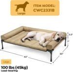 Veehoo Elevated Dog Bed, Lifted Dog Ded Add Waterproof Removable Pillow-Top Mat, Raised Pet Cot with Breathable Mesh, No-Slip Feet, Bolster Dog Cot Bed for Indoor & Outdoor, 107 x 76 cm, Beige - Image 4