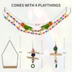 YITAHOME 62" Metal Bird Cage Parrot Cockatiel Lovebird Pigeon with Roof Rolling Stand and Hanging Toy (White) - Image 5