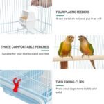 YITAHOME 62" Metal Bird Cage Parrot Cockatiel Lovebird Pigeon with Roof Rolling Stand and Hanging Toy (White) - Image 7