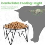 Ceramic Elevated Cat Bowls - Raised Cat Food Bowls Whisker Friendly, Anti-Vomiting Cat Food Plate, Elevated Cat Dish for Indoor Cats - Stylish, Safe and Hygienic Cat Food Bowl Set（2 Pack） - Image 3