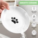 Ceramic Elevated Cat Bowls - Raised Cat Food Bowls Whisker Friendly, Anti-Vomiting Cat Food Plate, Elevated Cat Dish for Indoor Cats - Stylish, Safe and Hygienic Cat Food Bowl Set（2 Pack） - Image 4