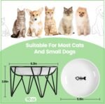 Ceramic Elevated Cat Bowls - Raised Cat Food Bowls Whisker Friendly, Anti-Vomiting Cat Food Plate, Elevated Cat Dish for Indoor Cats - Stylish, Safe and Hygienic Cat Food Bowl Set（2 Pack） - Image 6