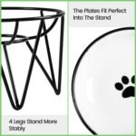 Ceramic Elevated Cat Bowls - Raised Cat Food Bowls Whisker Friendly, Anti-Vomiting Cat Food Plate, Elevated Cat Dish for Indoor Cats - Stylish, Safe and Hygienic Cat Food Bowl Set（2 Pack） - Image 7