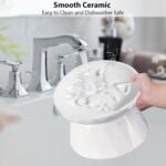 Raised Slow Feeder Cat Bowl, Ceramic Elevated Cat Slow Feeder, Healthy Eating for Wet & Dry Food, Sturdy & Grippy, Pet Puzzle Food Plate, Prevent Vomitting Indigestion, Dishwasher Safe (White) - Image 6