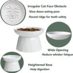 Raised Slow Feeder Cat Bowl, Ceramic Elevated Cat Slow Feeder, Healthy Eating for Wet & Dry Food, Sturdy & Grippy, Pet Puzzle Food Plate, Prevent Vomitting Indigestion, Dishwasher Safe (White) - Image 7