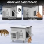 Large Stackable Heated Cat House for Outdoor Use in Winter, 100% Waterproof Insulated Outdoor Cat House with Safety Escape Door, Warm Cats Shelter with Heated Pet Mat Bed for Stray Cats（Grey） - Image 5