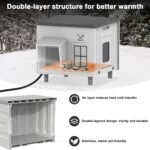 Large Stackable Heated Cat House for Outdoor Use in Winter, 100% Waterproof Insulated Outdoor Cat House with Safety Escape Door, Warm Cats Shelter with Heated Pet Mat Bed for Stray Cats（Grey） - Image 6