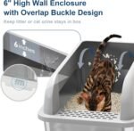 Enclosed Stainless Steel Cat Litter Box with Lid Extra Large Litter Box for Big Cats XL Metal Litter Pan Tray with High Wall Sides Enclosure, Non-Sticky, Anti-Leakage, Easy Cleaning - Image 3