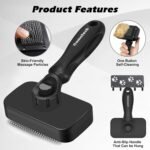 Comotech 4PCS Cat Grooming Kit | Cat Brush with Release Button | Cat Nail Clipper with Nail File | Dog&Cat Hair/Grooming/Massage/Bath Brush for Long or Short Haired Cats&Dogs - Premium Cat Supplies - Image 3