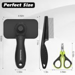 Comotech 4PCS Cat Grooming Kit | Cat Brush with Release Button | Cat Nail Clipper with Nail File | Dog&Cat Hair/Grooming/Massage/Bath Brush for Long or Short Haired Cats&Dogs - Premium Cat Supplies - Image 7