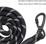 6FT Strong Heavy Duty Dog Leash with Padded Handle, Highly Reflective Nylon Threads and Carabiner Hook for Small, Medium & Large Dogs - 6 ft Long 1/2 inch Diameter (Black) - Image 3