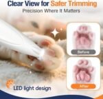Dog Paw Trimmer with LED Light, Paw Trimmer for Dogs 0.8inch/20mm Wide Blade, Pet Hair Grooming Kit with Dog Nail Clipper, Cordless Electric Pet Paw Grooming Clippers for Paws, Ears, Face, Rump - Image 3