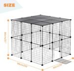 PAWZ Road Pet Playpen, Metal Yard Fence with Door, 34pcs DIY Cage House Portable Indoor with Black Resin Panels for Small Animals Puppies, Kitties, Rabbits - Image 3