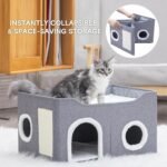 Cat House for Indoor Cats – Foldable Cat Cave & Covered Cat Bed, Cozy Hideaway for Small Pets and Large Cats (23.6"x16"x12.8"),Grey - Image 6