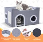 Cat House for Indoor Cats – Foldable Cat Cave & Covered Cat Bed, Cozy Hideaway for Small Pets and Large Cats (23.6"x16"x12.8"),Grey - Image 7
