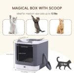 Fully Enclosed Cat Litter Box, Upgraded Covered Kitty Litter Boxes with Lid and Top Entry, Anti-Splashing Easy to Clean, 3 Modes Cat can Use from Kitten to Adult(White&Grey) - Image 3