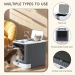 Fully Enclosed Cat Litter Box, Upgraded Covered Kitty Litter Boxes with Lid and Top Entry, Anti-Splashing Easy to Clean, 3 Modes Cat can Use from Kitten to Adult(White&Grey) - Image 5