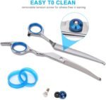 Cat Dog Grooming Scissors, Pet Grooming Scissor with Safety Round Tip, Stainless Steel Dog Cat Grooming Shears (Down Curved Scissors) - Image 3