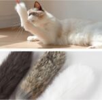 Plush Cat Teaser Wand Bite Resistant Hand Crafted Soft Plush Cat Toys Training Indoor Cat Toys Toy for Indoor Cats Kitten Wand Stick Teaser Toys(Grey) - Image 3