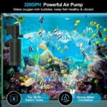 Aquarium Internal Filter for 20-50 Gallons, Ultra-Quiet Fish Tank Filter Biochemical Filtration 320GPH Powerful Pump Submersible Aquarium Filter Tank Clear Air Supply - Image 4