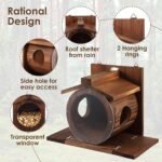 Wood Squirrel Feeder, Squirrel Feeders for Outside Winter, Wall Mounted Chipmunk Feeder, Large Hole Squirrels Feeding House, Spacious Interior Chipmunk House Box for Yard Garden - Image 5