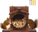 Wood Squirrel Feeder, Squirrel Feeders for Outside Winter, Wall Mounted Chipmunk Feeder, Large Hole Squirrels Feeding House, Spacious Interior Chipmunk House Box for Yard Garden - Image 9