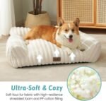 Cat Beds for Indoor Cats, Fluffy Cat Couch and Premium Faux Rabbit Fur Sofa Bed for Cats and Small Dogs, Ultra-Soft Supportive Pet Couch Furniture, 65x45 cm (Cream, Small) - Image 3