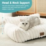 Cat Beds for Indoor Cats, Fluffy Cat Couch and Premium Faux Rabbit Fur Sofa Bed for Cats and Small Dogs, Ultra-Soft Supportive Pet Couch Furniture, 65x45 cm (Cream, Small) - Image 4