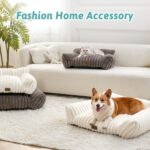 Cat Beds for Indoor Cats, Fluffy Cat Couch and Premium Faux Rabbit Fur Sofa Bed for Cats and Small Dogs, Ultra-Soft Supportive Pet Couch Furniture, 65x45 cm (Cream, Small) - Image 7