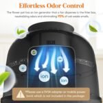 Lifewit Cat Litter Box, Litter Box with Faux Plant & Scoop, Cat Litter Box Enclosure in Living Room, Bedroom, Corner, Hidden Litter Box with Odor Control System & Infrared Sensor Auto On/Off, Black - Image 3