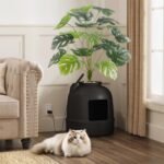 Lifewit Cat Litter Box, Litter Box with Faux Plant & Scoop, Cat Litter Box Enclosure in Living Room, Bedroom, Corner, Hidden Litter Box with Odor Control System & Infrared Sensor Auto On/Off, Black - Image 7